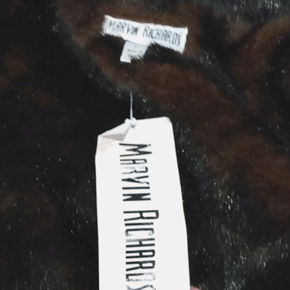Vintage faux fur and dark denim jacket.